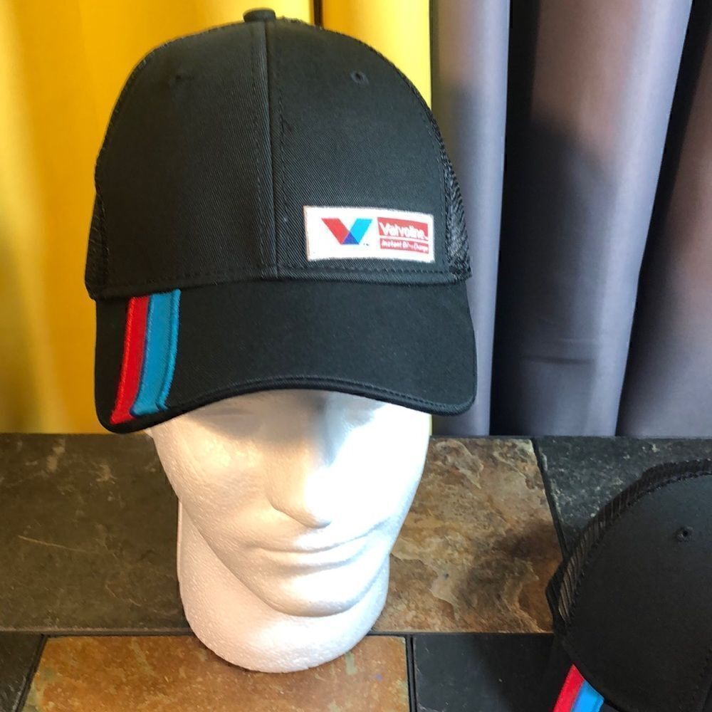 Vintage Valvoline Oil Gas Trucker SnapBack Hat Cap Black NWOT